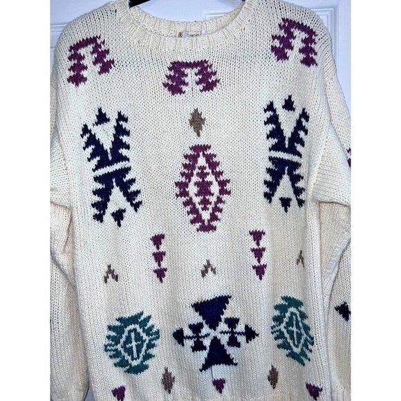 Vintage 80s TAMARON Womens Wool Blend Knit Crew Neck Pullover Sweater Sz L - Picture 3 of 13